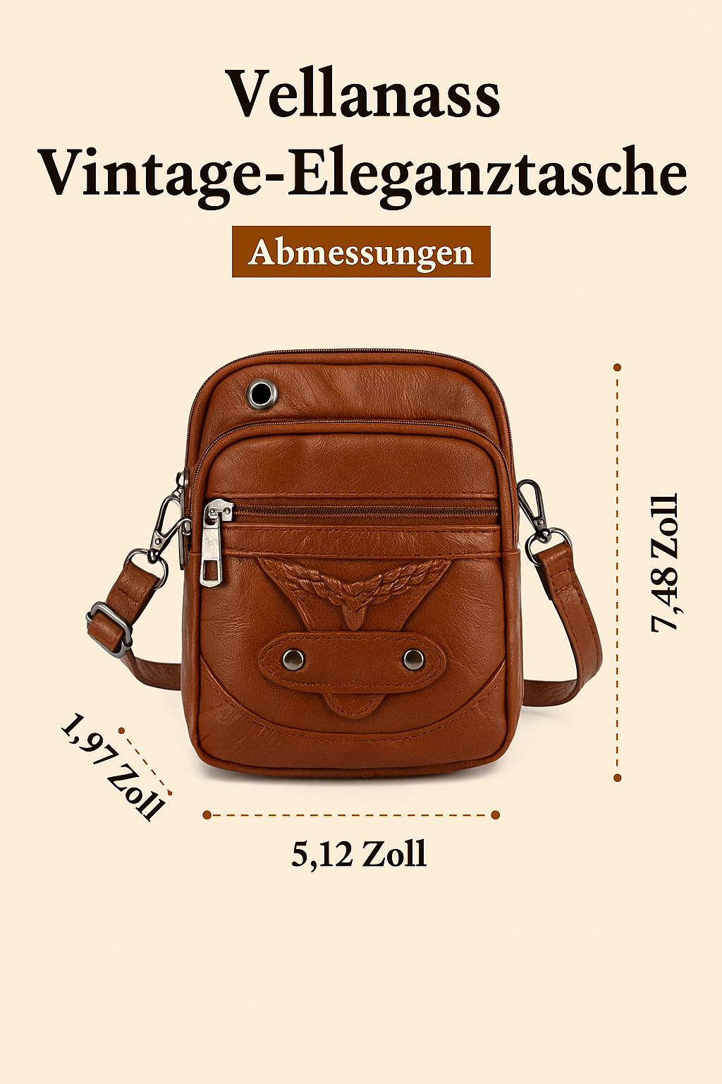 Vellana – Vintage-Eleganz | Umhängetasche aus Leder