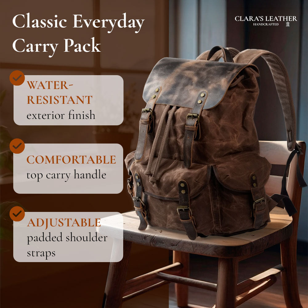 James - Vintage Canvas Leather Backpack