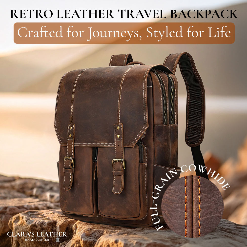 Robert - Retro Leather Travel Backpack
