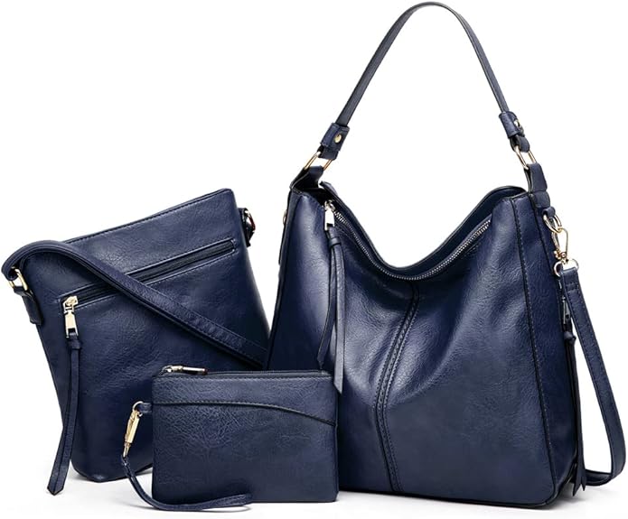 Luxury Leather 3-Piece Hobo Bag Set