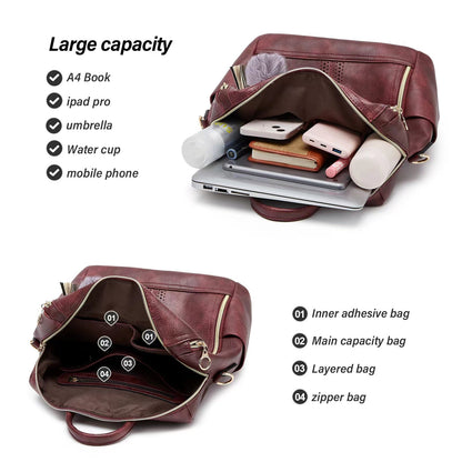 Luxury Leather 2-in-1 Convertible Backpack + Free Pouch