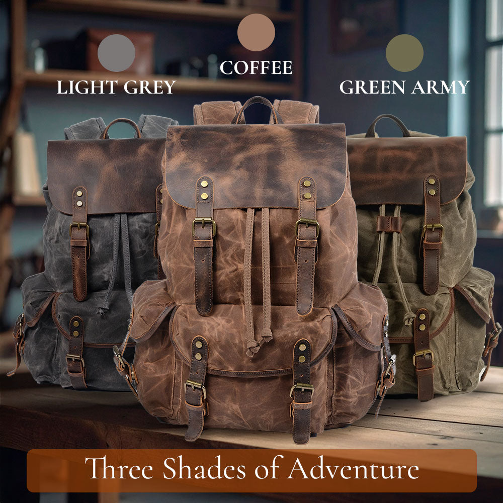 James - Vintage Canvas Leather Backpack