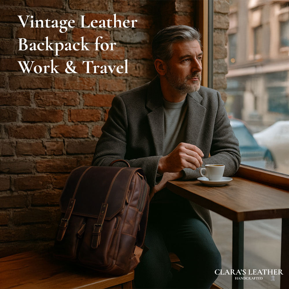 Robert - Retro Leather Travel Backpack