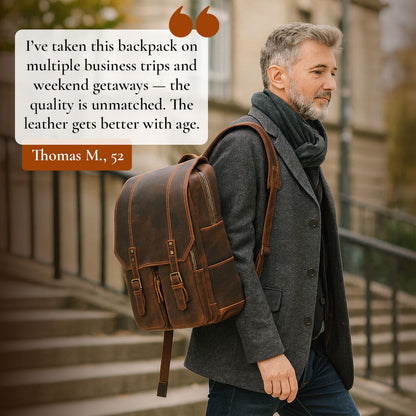 Robert - Retro Leather Travel Backpack