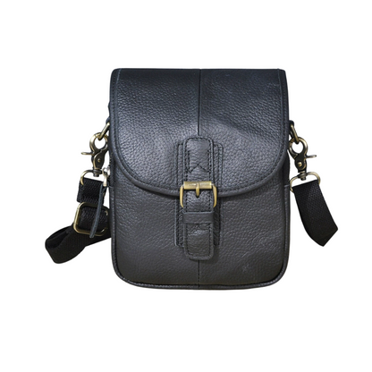 Luke - Compact Leather Crossbody Pouch with Buckle Flap