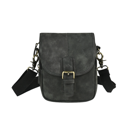 Luke - Compact Leather Crossbody Pouch with Buckle Flap