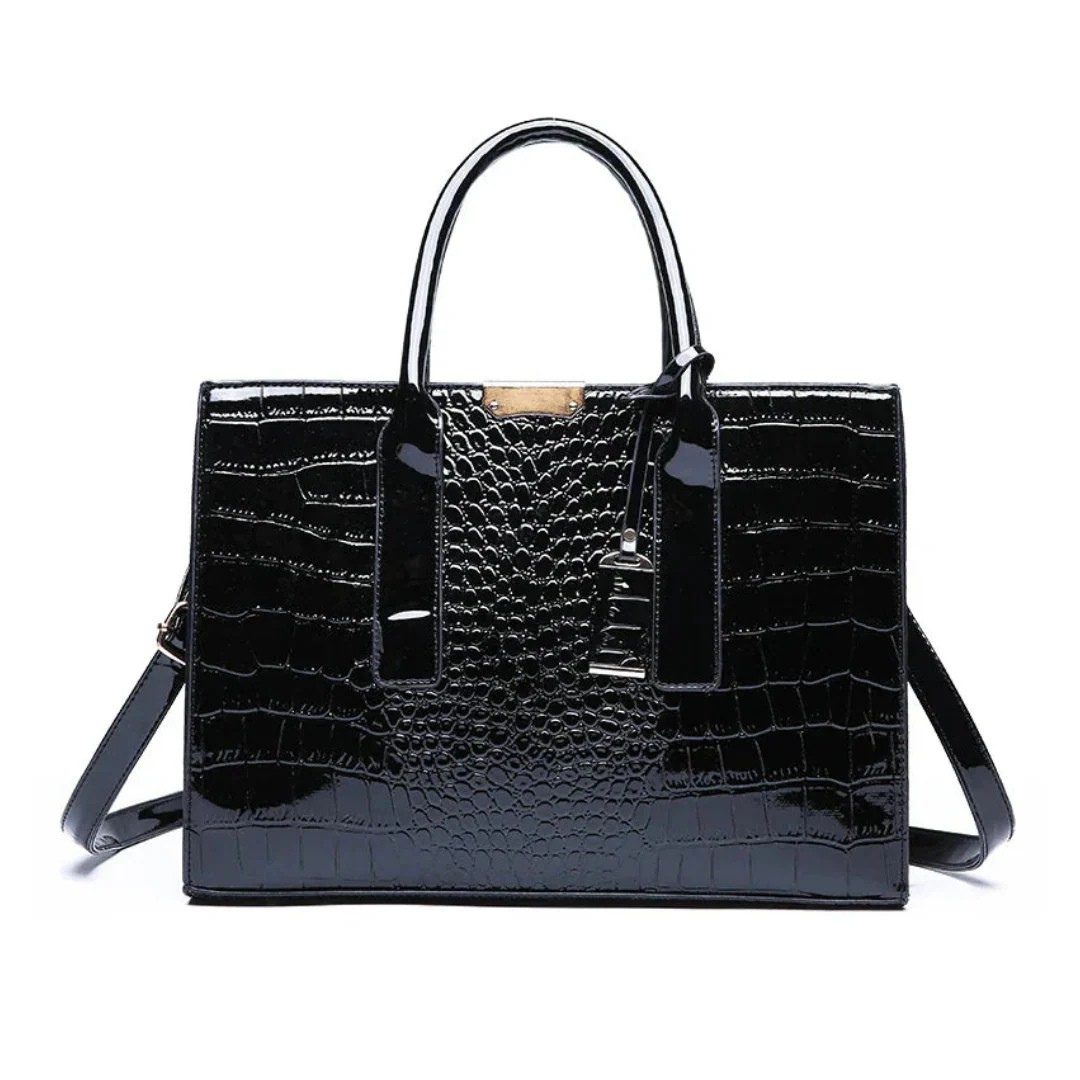 Elara - Luxury Croco-Embossed Structured Handbag With Shoulder Strap