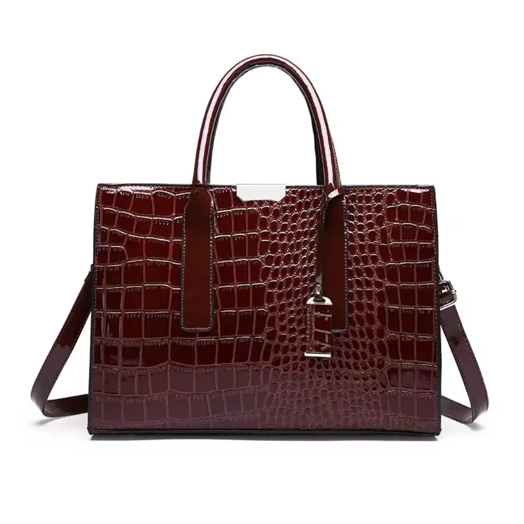 Elara - Luxury Croco-Embossed Structured Handbag With Shoulder Strap