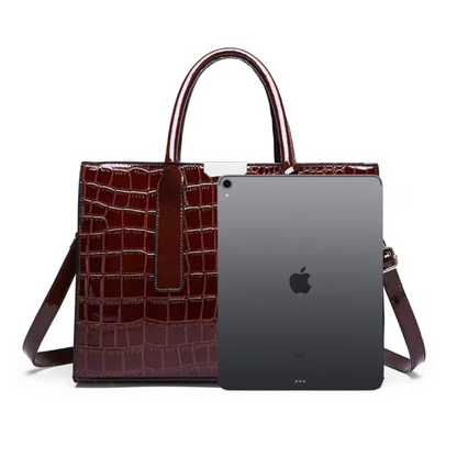 Elara - Luxury Croco-Embossed Structured Handbag With Shoulder Strap