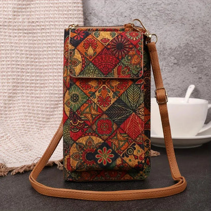 Lila – Boho-Blumen-Geldbörse zum Umhängen
