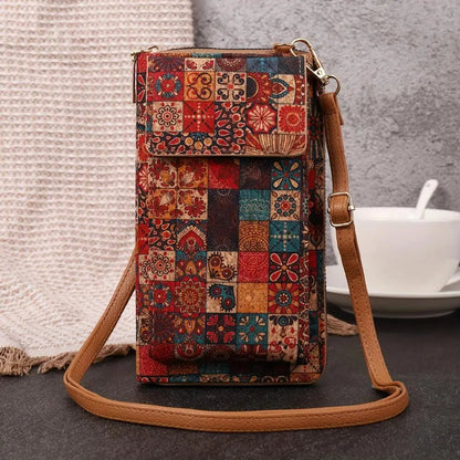 Lila – Boho-Blumen-Geldbörse zum Umhängen